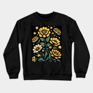 Yellow Floral Illustration Crewneck Sweatshirt